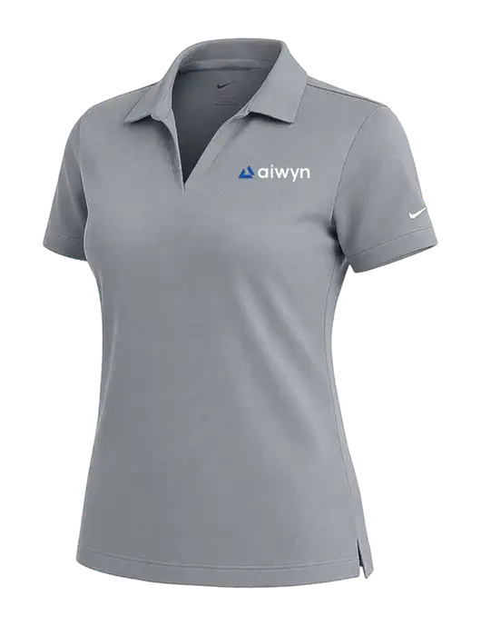 NIKE Medium Grey Womens Dri-Fit Micro Pique Polo w/Aiwyn Logo