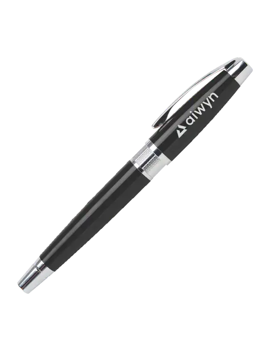 Masscotti Black Rollerball Pen - Black Ink w/Aiwyn Logo