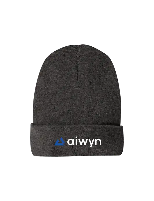 Recycled Charcoal Heather Beanie w/Aiwyn Logo