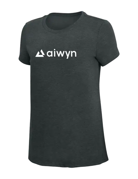 Womens Simply Soft Black Frost 4.5oz Poly/Combed Ring Spun Cotton T-Shirt w/Aiwyn Logo
