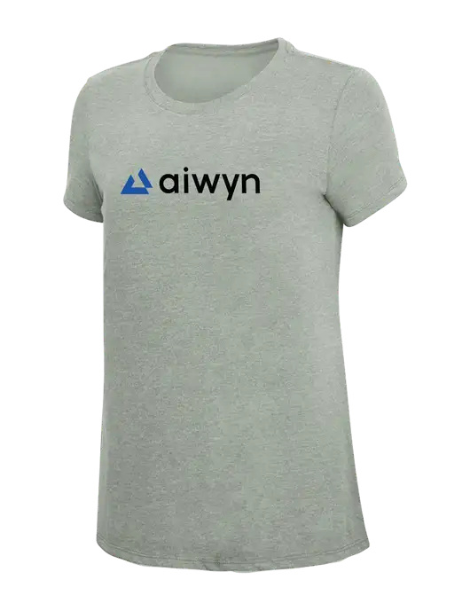 Womens Simply Soft Heathered Light Grey 4.5oz Poly/Combed Ring Spun Cotton T-Shirt w/Aiwyn Logo