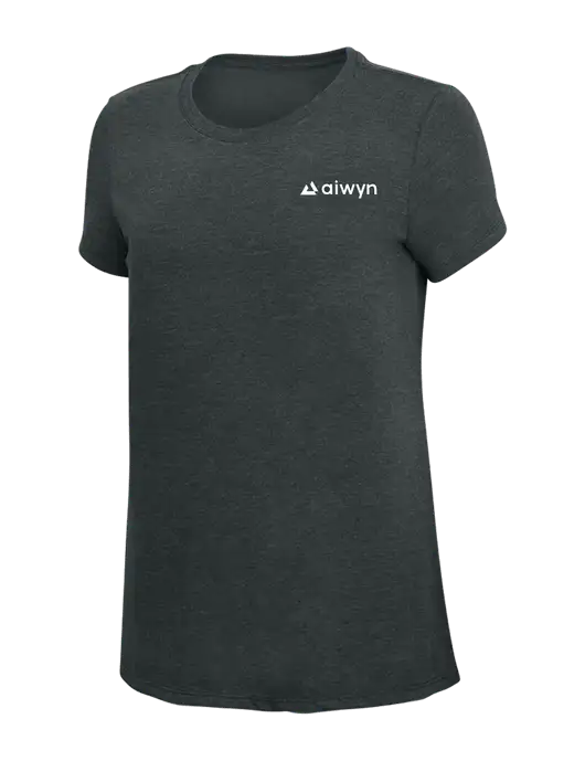 Womens Simply Soft Black Frost 4.5oz Poly/Combed Ring Spun Cotton T-Shirt w/Aiwyn Logo