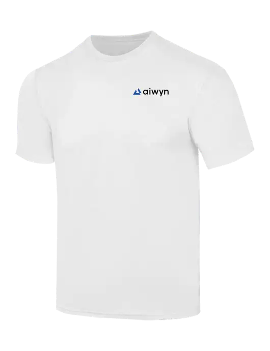 Simply Soft White 4.5oz  Poly/Combed Ring Spun Cotton T-Shirt w/Aiwyn Logo
