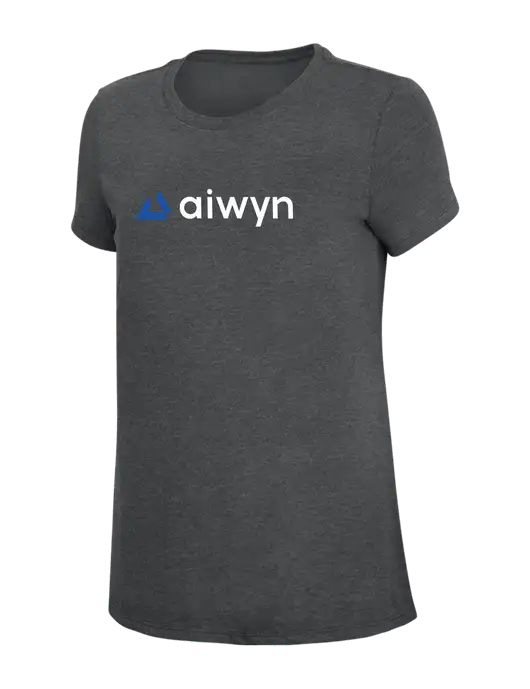 Womens Simply Soft Charcoal 4.5oz Poly/Combed Ring Spun Cotton T-Shirt w/Aiwyn Logo