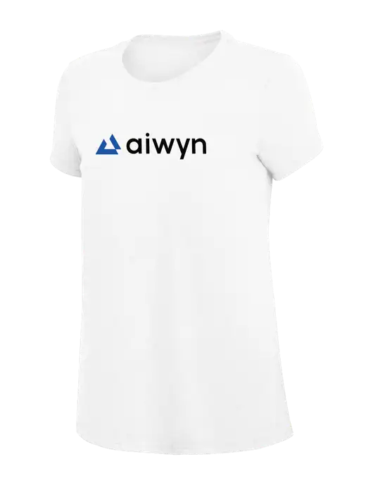 Womens Simply Soft White 4.5oz Poly/Combed Ring Spun Cotton T-Shirt
 w/Aiwyn Logo