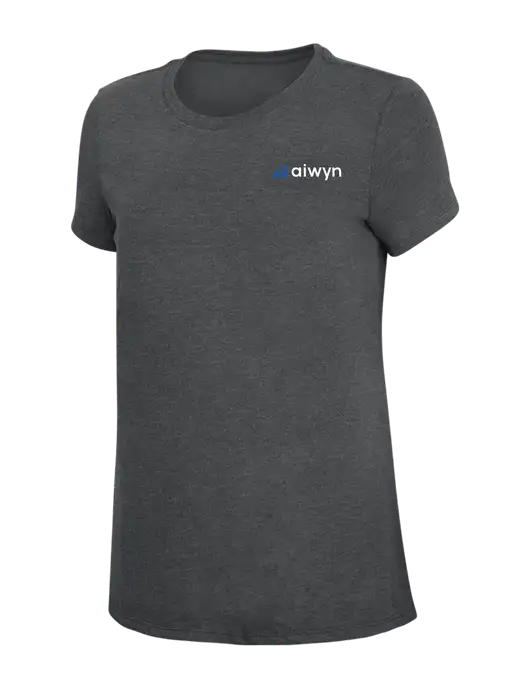 Womens Simply Soft Charcoal 4.5oz Poly/Combed Ring Spun Cotton T-Shirt w/Aiwyn Logo