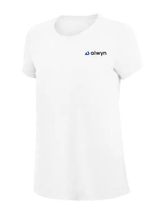 Womens Simply Soft White 4.5oz Poly/Combed Ring Spun Cotton T-Shirt
 w/Aiwyn Logo