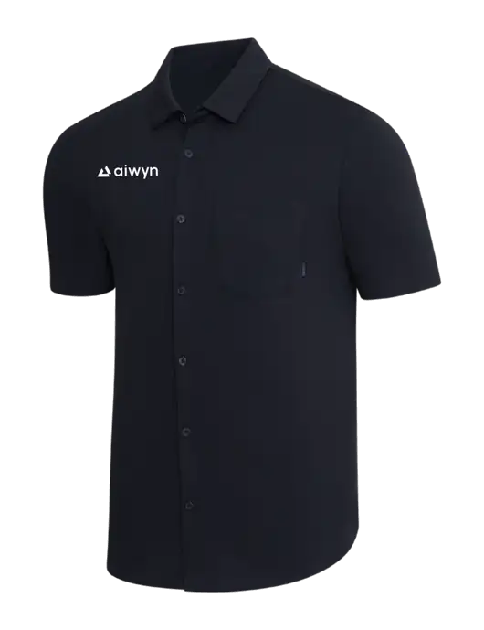 OGIO Black Extend Short Sleeve Button Up Shirt w/Aiwyn Logo
