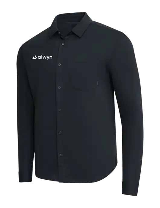 OGIO Black Extend Long Sleeve Button Up Shirt w/Aiwyn Logo