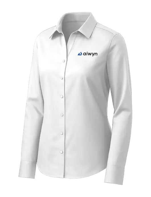 Brooks Brothers Womens White Wrinkle-Free Stretch Pinpoint Shirt w/Aiwyn Logo
