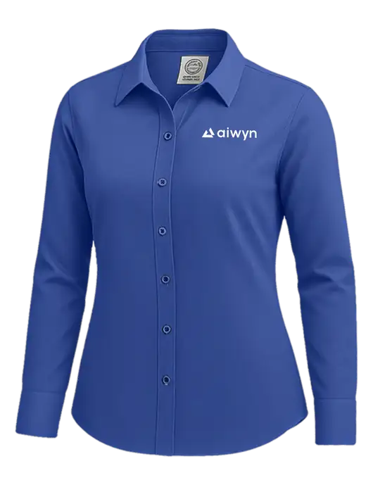 Brooks Brothers Womens Royal Blue Wrinkle-Free Stretch Nailhead Shirt w/Aiwyn Logo