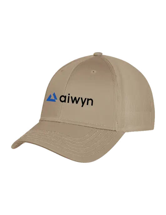 Khaki Mesh Trucker Cap Snap Back w/Aiwyn Logo