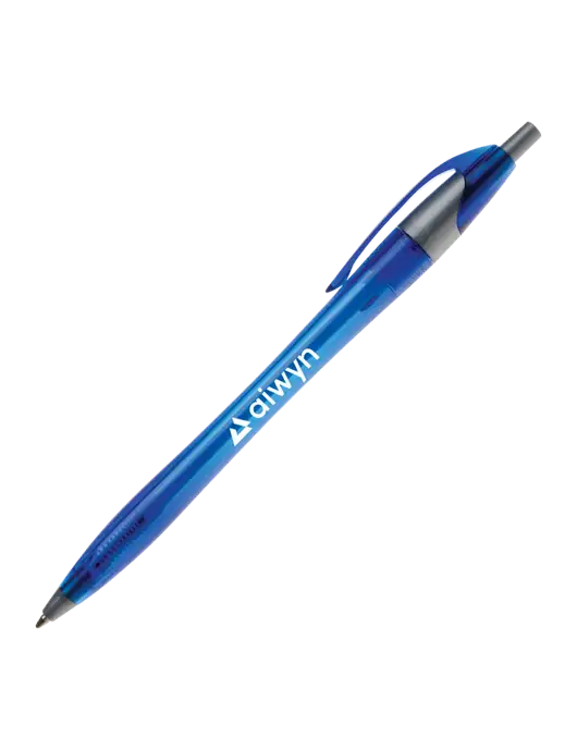 Novella Translucent Blue/Silver Jewel Pen - Blue Ink w/Aiwyn Logo