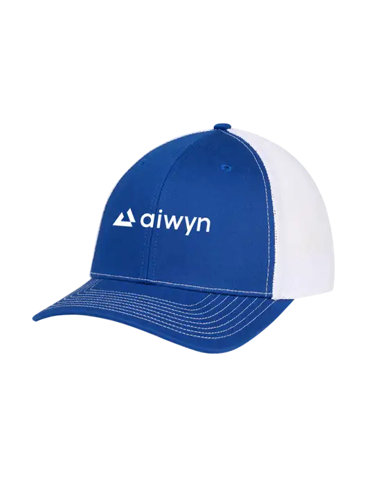Richardson Adjustable Snapback Original 112 Trucker Cap Royal w/White Mesh w/Aiwyn Logo