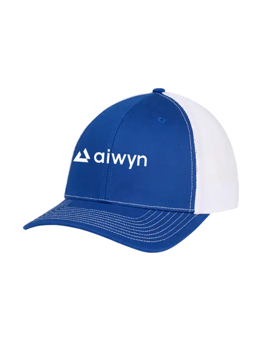 Richardson Adjustable Snapback Original 112 Trucker Cap Royal w/White Mesh w/Aiwyn Logo