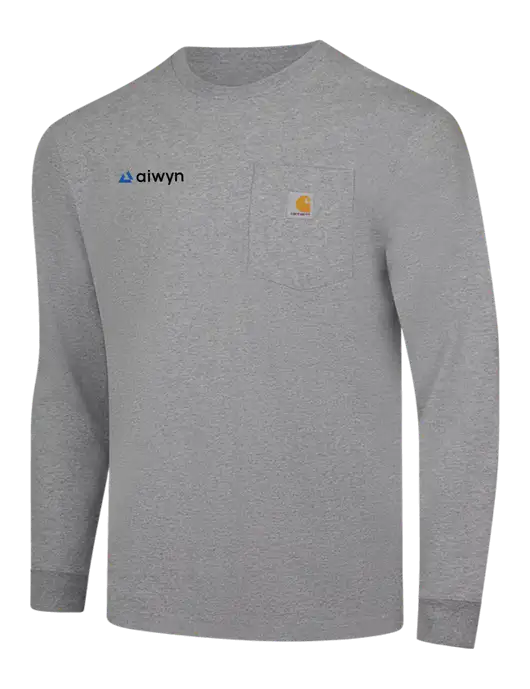 Carhartt Light Grey Heather Workwear Pocket Long Sleeve T-Shirt w/Aiwyn Logo