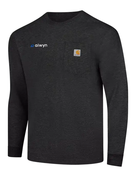 Carhartt Dark Grey Heather Workwear Pocket Long Sleeve T-Shirt w/Aiwyn Logo