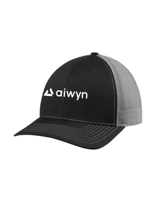 Richardson Adjustable Snapback Original 112 Trucker Cap Black w/Charcoal Mesh w/Aiwyn Logo