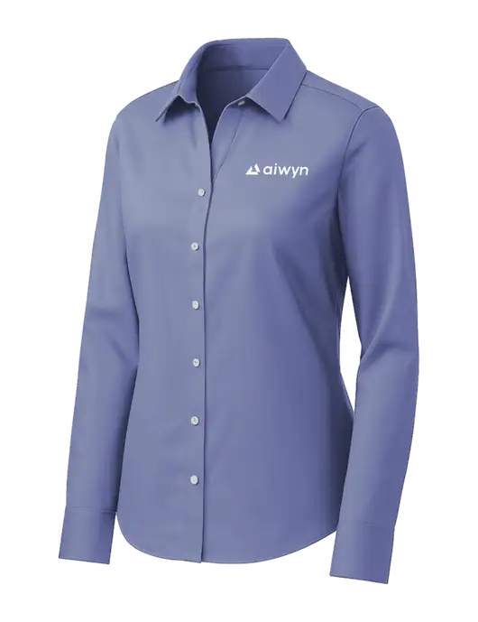 Brooks Brothers Womens Royal Blue Wrinkle-Free Stretch Pinpoint Shirt w/Aiwyn Logo