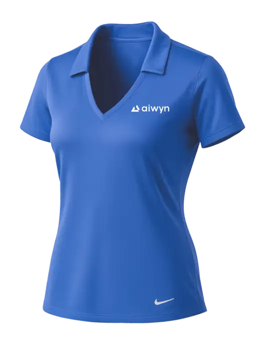 NIKE Light Royal Womens Dri-Fit Vertical Mesh Polo w/Aiwyn Logo
