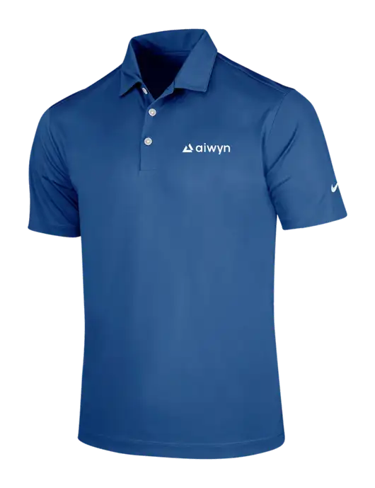 NIKE Dark Royal Dri-Fit Vertical Mesh Polo w/Aiwyn Logo